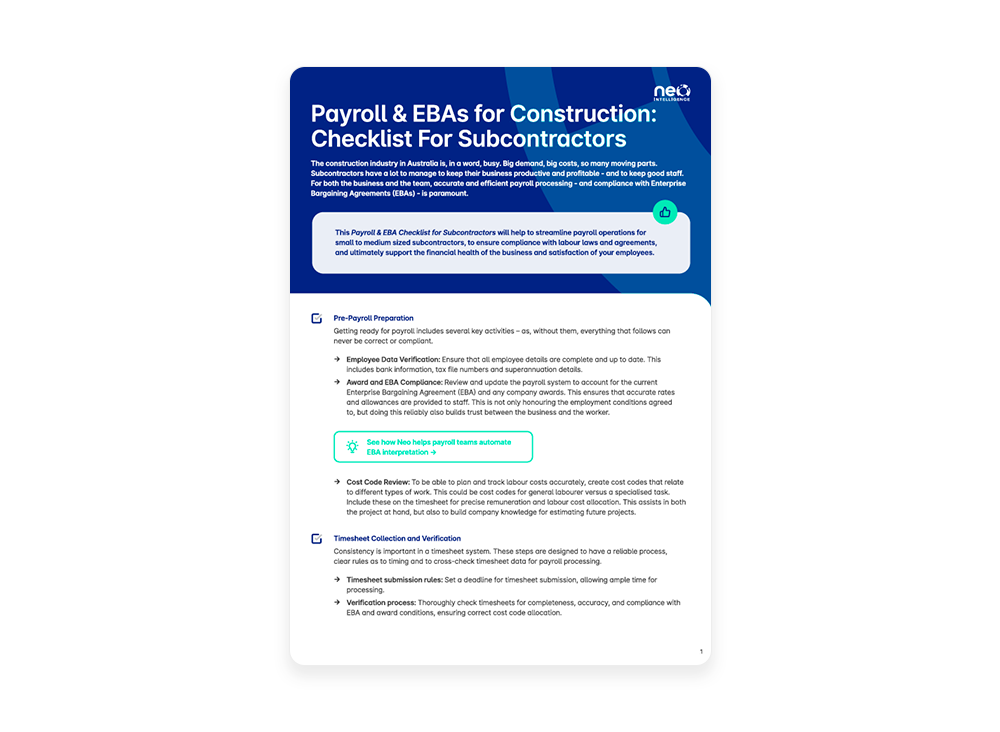 Payroll and EBA checklist preview